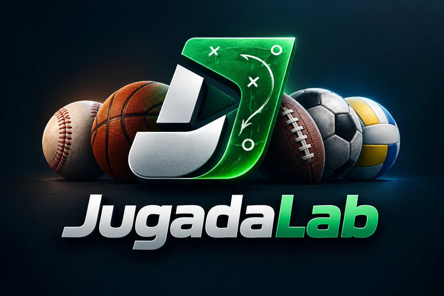 Logotipo de JugadaLab con los balones de los cinco deportes